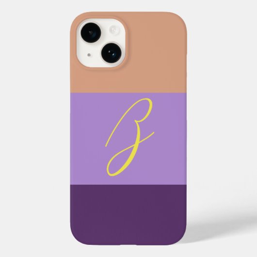 Elegant Indigo Colourblock Monogram Initiaal Lette Case-Mate iPhone Case (Achterkant)