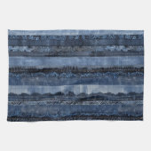Elegant Indigo Lace Stripe Denim Pattern Theedoek (Horizontaal)