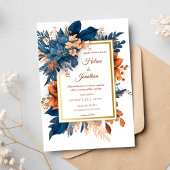 Elegant Indigo Rust Waterverf Boho Wedding Kaart