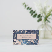 Elegant indigoblauw roze roze roomkleurig patroon visitekaartje (Staand voorkant)