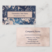 Elegant indigoblauw roze roze roomkleurig patroon visitekaartje (Voorkant / Achterkant)