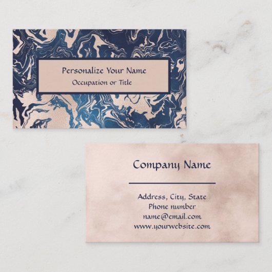 Elegant indigoblauw roze roze roomkleurig patroon visitekaartje (Voorkant / Achterkant)