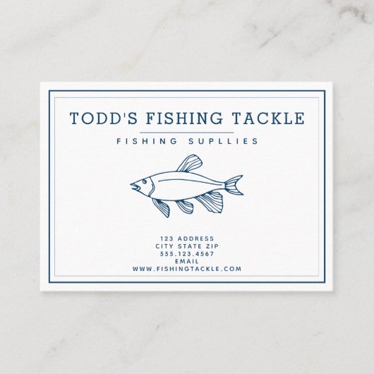 Elegant Indigoblauwe vis - Nautisch / Gevist Visitekaartje (Voorkant)