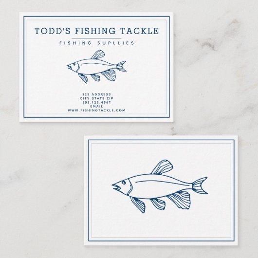 Elegant Indigoblauwe vis - Nautisch / Gevist Visitekaartje (Voorkant / Achterkant)