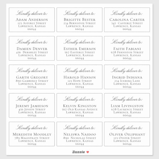 Elegant individueel gastadres bruiloft uitnodiging sticker (Vel)