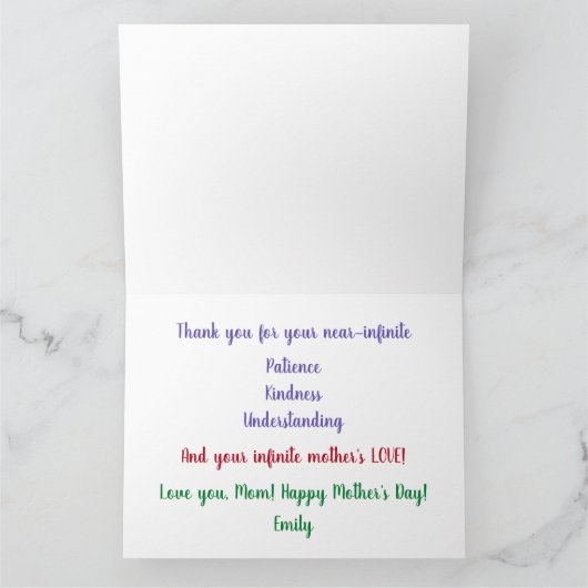 Elegant Infinite Love Amazing Moeder Kind Patiënt Kaart (Binnen)