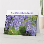 Elegant Infinite Love Mom Extraordinare Mother Kaart<br><div class="desc">An elegant and trendy large greeting card with a beautiful, striking foto of light purple wisteria flowers for Mother's Day or her birthday or any other main. For a "Mom Extragewoon, " one with near-infinite gedulence, kindness, and understanding, and with an infinite supply of mother's love. You can customize all...</div>