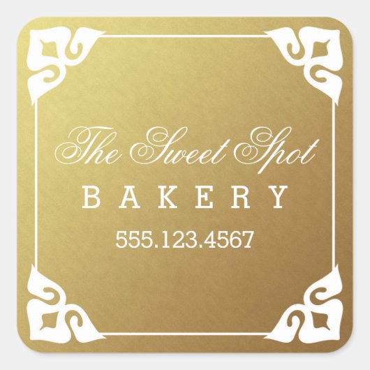 Elegant ingelijst Faux Gold Foil Business Stickers (Voorkant)