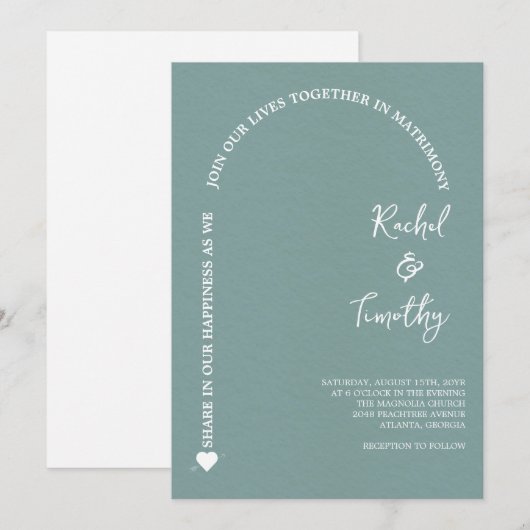 Elegant ingelijst in Faith Dark Slate Grey Wedding Kaart (Voorkant / Achterkant)