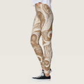 Elegant ingewikkeld wit ontwerp op tan Leggings (Links)