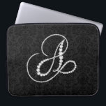 Elegant Initiaal A Mousserende diamanten-monogram Laptop Sleeve<br><div class="desc">Elegant zwarte en witte sparkerdiamanten initiaal letter A. Andere letters komen binnenkort. Stuur me een e-mail voor je initiaal om het sneller te krijgen,  want het kost tijd om dit te doen. Dit is een afbeelding diamanten en niet echt of nep.</div>