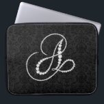 Elegant Initiaal A Mousserende diamanten-monogram Laptop Sleeve<br><div class="desc">Elegant zwarte en witte sparkerdiamanten initiaal letter A. Andere letters komen binnenkort. Stuur me een e-mail voor je initiaal om het sneller te krijgen,  want het kost tijd om dit te doen. Dit is een afbeelding diamanten en niet echt of nep.</div>