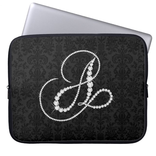 Elegant Initiaal A Mousserende diamanten-monogram Laptop Sleeve (Voorkant)
