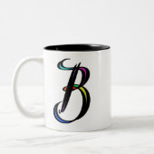Elegant Initiaal B Perfect gepersonaliseerd cadeau Tweekleurige Koffiemok (Links)