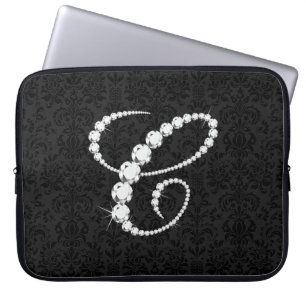 Elegant Initiaal C mousserende diamanten-monogram Laptop Sleeve