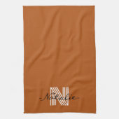 Elegant initiaal en script Cute brown Minimalist Theedoek (Verticaal)