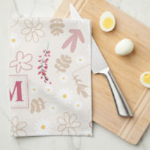 Elegant initiaal florale pastel monogram roze mode theedoek (Quarter Fold)