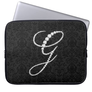 Elegant Initiaal G Sparging Diamonds-Monogram Laptop Sleeve