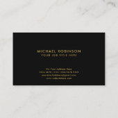 Elegant Initiaal | Golden Laurel Bladeren op zwart Visitekaartje (Achterkant)