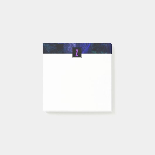 Elegant Initiaal Letter Monogram | Lumineus blauw Post-it® Notes (Voorkant)