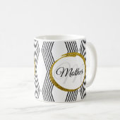 Elegant Initiaal Letter Monogram Zwart-wit Koffiemok (Voorkant rechts)