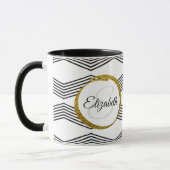 Elegant Initiaal Letter Monogram | Zwart-wit Mok (Links)