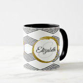 Elegant Initiaal Letter Monogram | Zwart-wit Mok (Voorkant rechts)