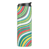 Elegant initiaal Modern kleurrijk patroon Groen Bl Thermosbeker (Gedraaid links)