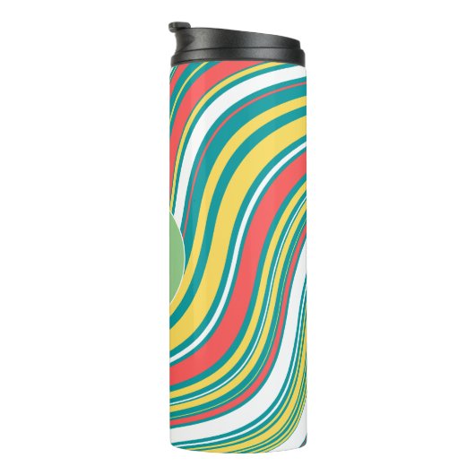 Elegant initiaal Modern kleurrijk patroon Groen Bl Thermosbeker (Geroteerd rechts)