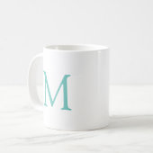 Elegant Initiaal Monogram Licht Blauwgroen Witte M Koffiemok (Voorkant links)