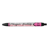 Elegant Initiaal Monogram Naam, Kleurrijke Girly Zwarte Inkt Pen (Voorkant)