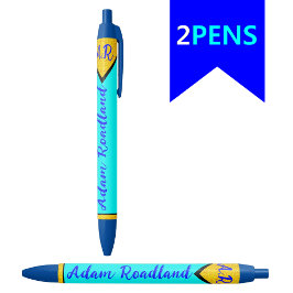 Elegant Initiaal Monogram Naam voor studenten, Bes Blauwe Inkt Pen