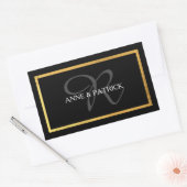 elegant initiaal monogram + namen, bruiloft zwart rechthoekige sticker (Envelop)