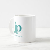 Elegant Initiaal Monogram Sjabloon Blauwgroen Groe Koffiemok (Voorkant links)