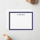 Elegant Initiaal Monogram Twee Grens Stationery Notitiekaartje (Voorkant / Achterkant in situ)