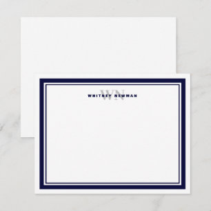 Elegant Initiaal Monogram Twee Grens Stationery Notitiekaartje