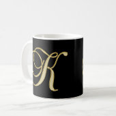 Elegant Initiaal Monogramed Letter K Gold Black Koffiemok (Voorkant links)