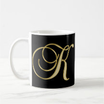 Elegant Initiaal Monogramed Letter K Gold Black