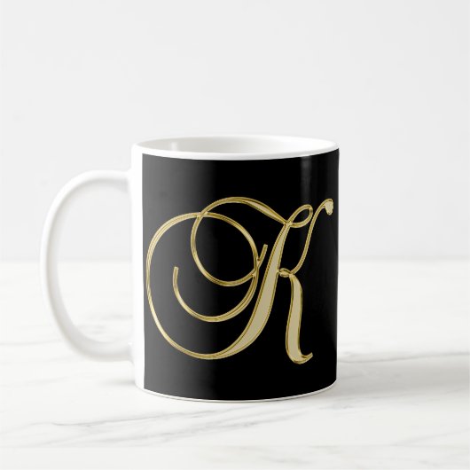 Elegant Initiaal Monogramed Letter K Gold Black Koffiemok (Links)