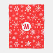 Elegant initiaal monogrammen sneeuwvlokken wit roo fleece deken (Voorkant)