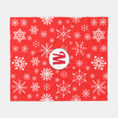 Elegant initiaal monogrammen sneeuwvlokken wit roo fleece deken (Voorkant (Horizontaal))