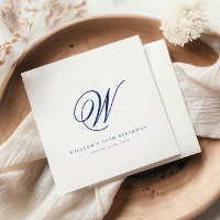 Elegant Initiaal Navy Blue Verjaardagsservetten