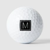 Elegant initiaal op zwart vierkant golfballen (Voorkant)