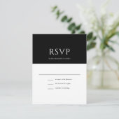 Elegant Initiaal Script Monogram Black Weddenschap RSVP Kaartje (Staand voorkant)
