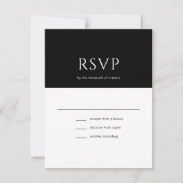 Elegant Initiaal Script Monogram Black Weddenschap RSVP Kaartje