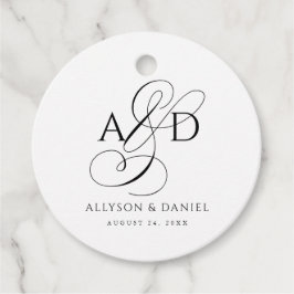 Elegant Initiaal Script Monogram klassieke bruilof Bedankjes Labels