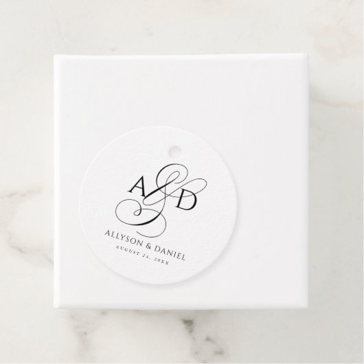 Elegant Initiaal Script Monogram klassieke bruilof Bedankjes Labels (In situ)