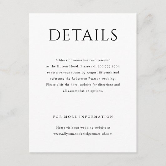 Elegant Initiaal Script Monogram klassieke bruilof Informatiekaartje (Voorkant)