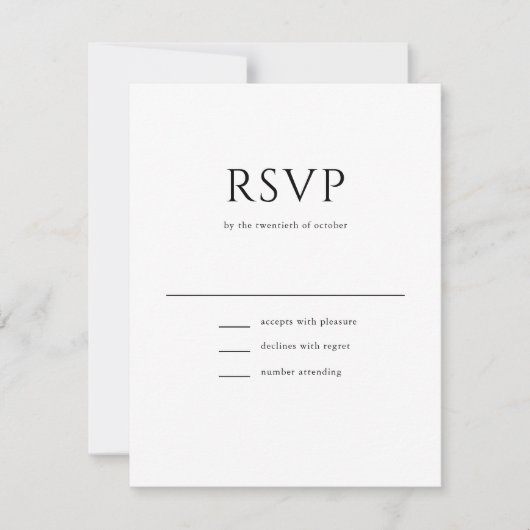Elegant Initiaal Script Monogram klassieke bruilof RSVP Kaartje (Voorkant)