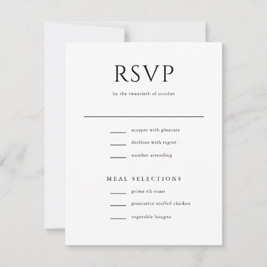Elegant Initiaal Script Monogram klassieke bruilof RSVP Kaartje (Voorkant)
